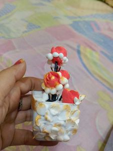 White Flowerpot With Red Touch