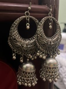 Sliver Oxidatized Jhumke Earrings