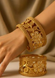 Gold Flower Cuff Bracelet