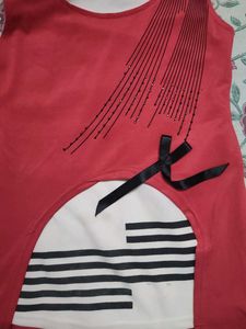 Red Sleeveless Top with Bow