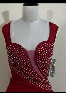 Red Embellished Bodycon Dress