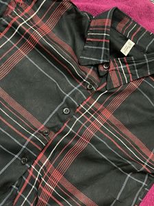 Black Checked Crop Shirt