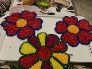 Vibrant Flower Power Shaggy Decor Mats (Set of 3)