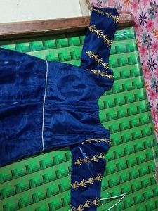 Blue &amp; Red Embroidered Gown