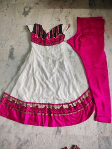 White A-line Kurta With Pants 💕