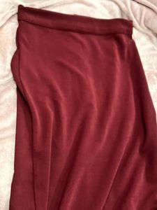Burgundy Tie Strap Corset Top with slit skirt