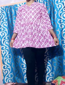Pink And White Women's Top