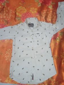 Leaf Print Button-Down Shirt