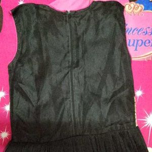 Girls Full Length Party Dress (Black, Sleeveless)