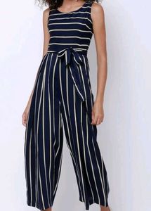 Tokiyo Talkies Blue Striped Culotte Jumpsuit - S