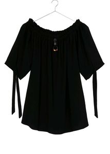 Black Off-the-Shoulder Tie Sleeve Top