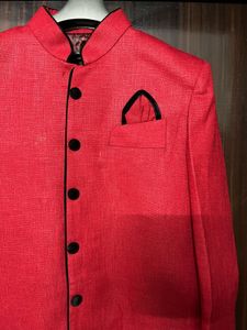 Red Sherwani Coat And Salwar