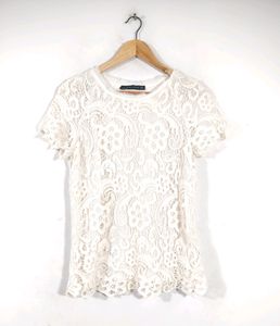 Zara Cream Lace Western Top(Women&#39;s)
