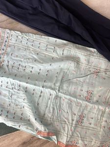 Mint Green &amp; Navy Printed Kurti Set