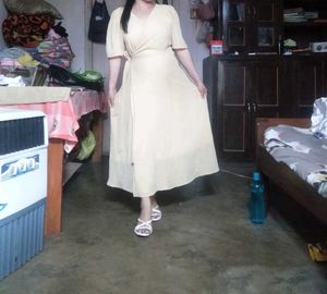 Elegant Yellow Wrap Dress