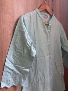 Biba Mint Green Embroidered Kurti - Size L