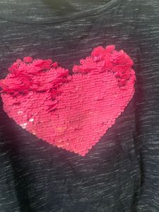 Heart Sequin Long Sleeve Top