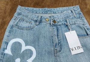Floral Painted Wide Leg Jeans