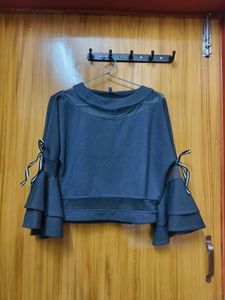 Grey Bell Sleeves Top