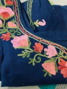 Floral Embroidered Navy Dress Kashmiri Suit