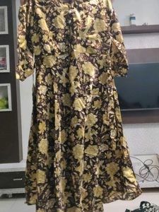 Floral Print Brown Dress