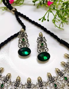 Bottle Green Statement Choker Set