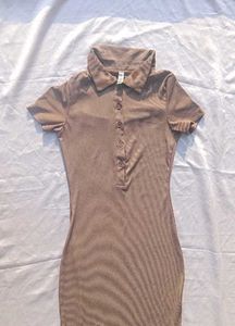 Brand New (Newme) Solid Slit Ribbed Dress