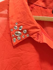 Beautiful Embellished Collar Shirt