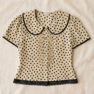 Vintage Polka Dot Adjustable Waist Top
