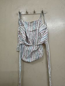 Striped Tie-Front Tank Top