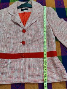 Korean Elegant Red Tweed Blazer