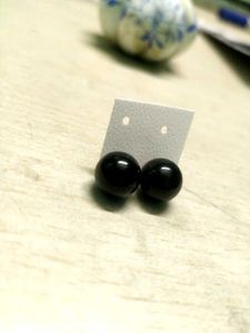 Black Ball Stud Earrings