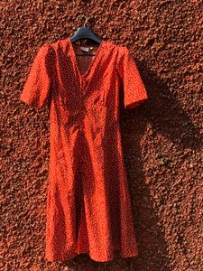 PlusS modest polka dotted midi dress