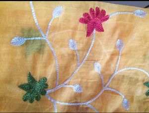 Yellow Embroidered Saree,sadi with Blouse