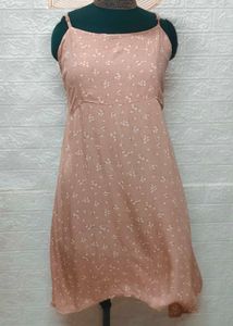 Cute Pink Floral Dress + Freebie Earings Set