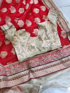 New Pattern Saree Beautiful Contrast Colour ❤