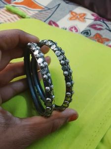 Oxidized Silver Bangles (Set of 2)