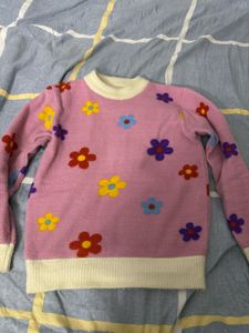 Floral Pink Pullover Sweater