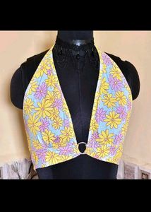 Floral Halter Crop Top Size 34 to 36 inches
