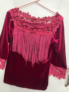 Maroon Velvet Princess Top