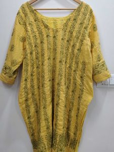 LUCKNOWI YELLOW KURTA - XXXL