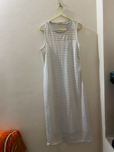 Elegant White Striped Dress
