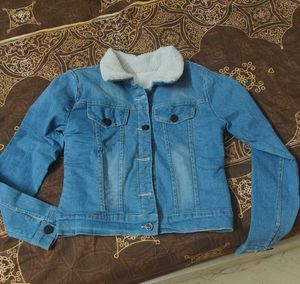 Denim Jacket with Sherpa Collar