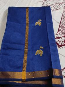 Elegant Blue &amp; Gold Embroidered Saree