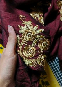 Smooth Embroidered Maroon Kurti Soft Material 🤎