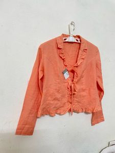 Pintresty Y2k Coral Ruffle Top