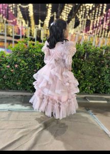 Elegant Pink Ruffled Girls Dress