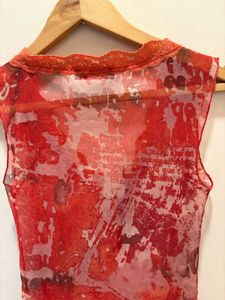 Beautiful Floral Print Mesh Top