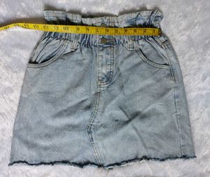 Denim Paperbag Mini Skirt