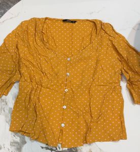 Cute Mustard Polka Dot Top